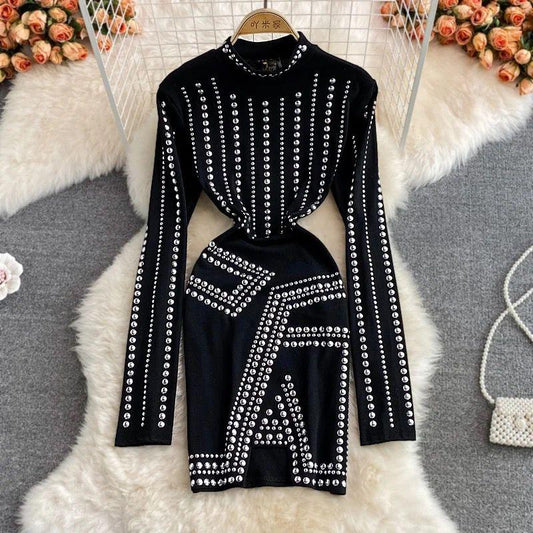 Sereya Riveted Luxe Dress In Black