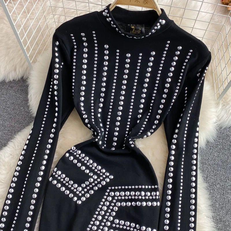 Sereya Riveted Luxe Dress In Black