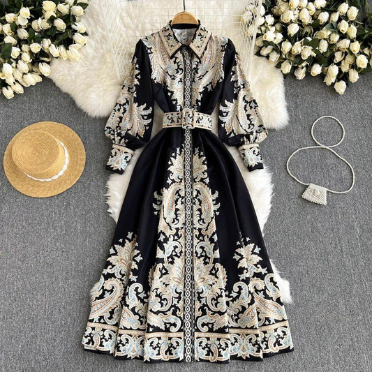 Shelby Vintage Midi Dress In Black