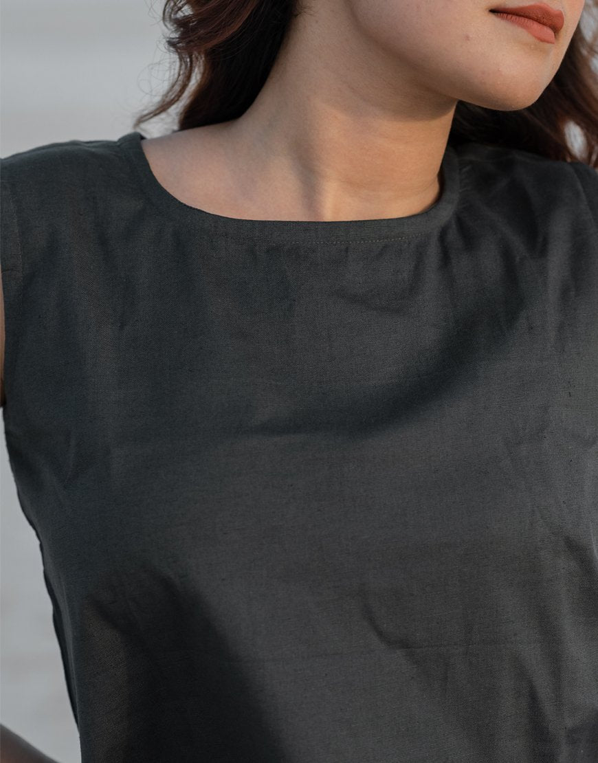 Slate Grey Co-ord Set Palazzo & Crop Top