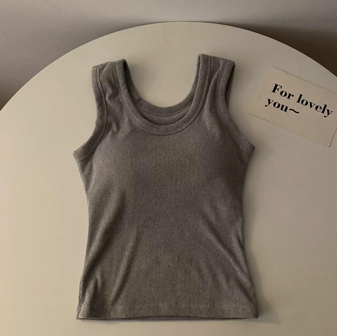 Stormie Tank Tops with Inbuilt Bra In Grey