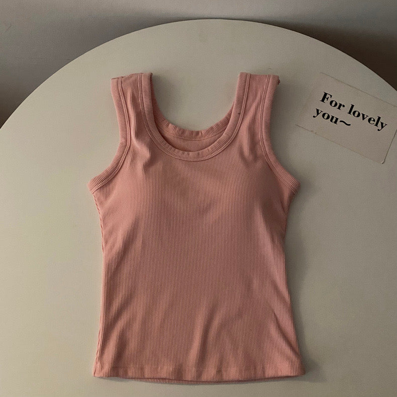 Stormie Tank Tops with Inbuilt Bra In Pink