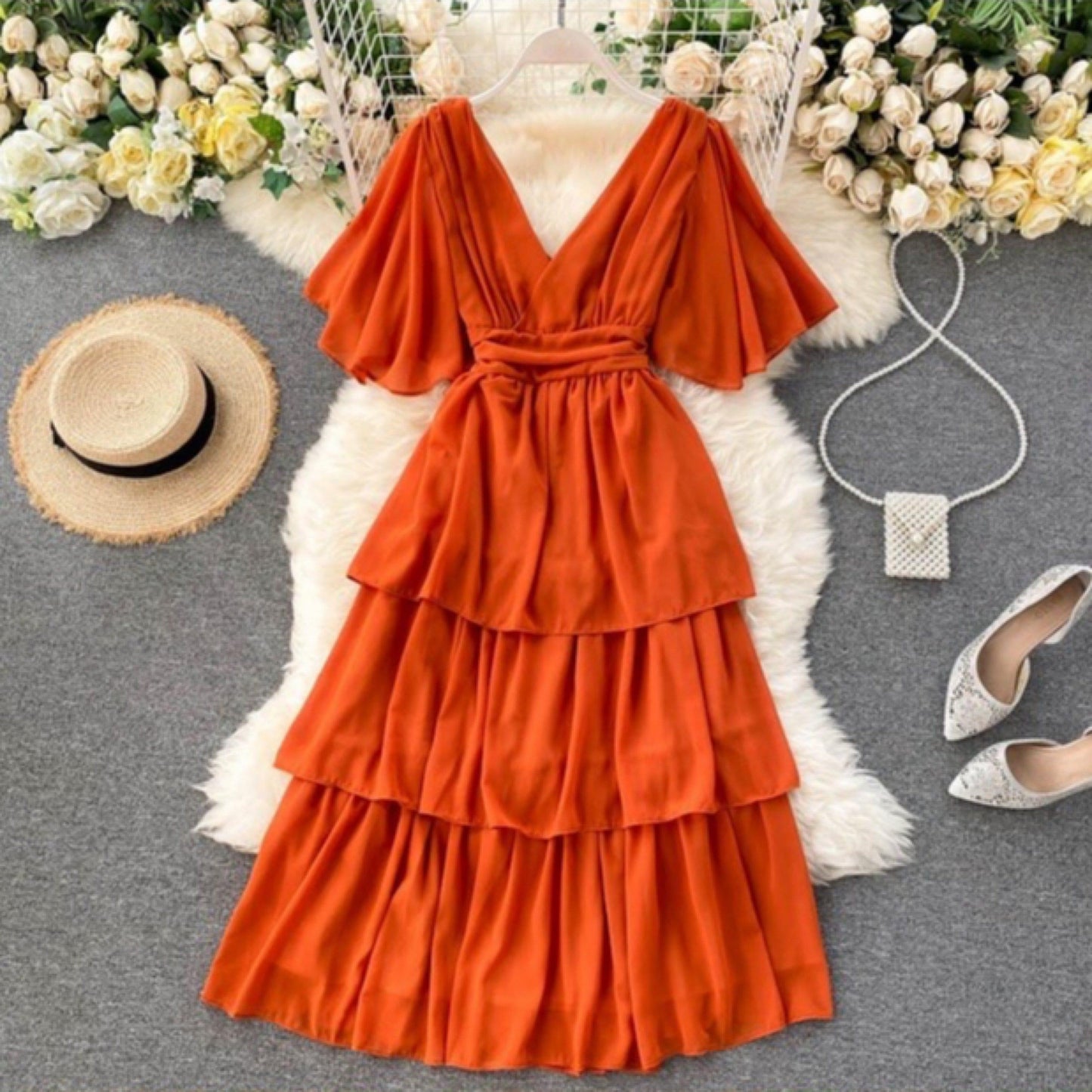 Taurel Flutter Sleeve Dress