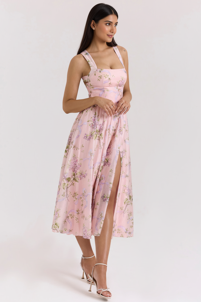 Thistle Summer Holiday Midi Dress In Pink