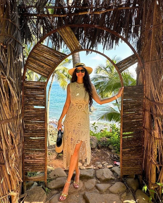 Tropez Crochet Holiday Coord - Resortwear In Beige