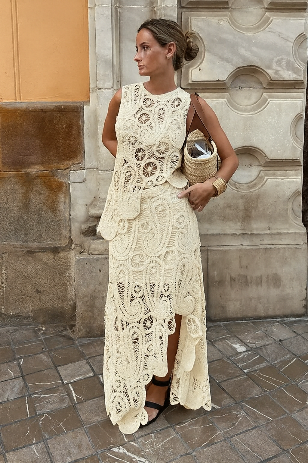 Tropez Crochet Holiday Coord - Resortwear In Beige