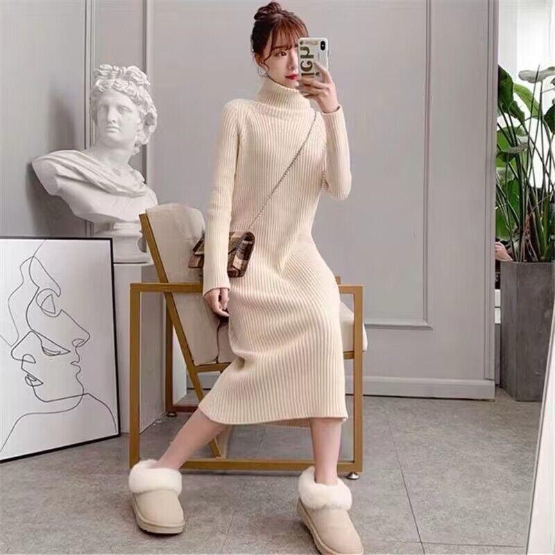 Vienna Knit Midi Dress In Beige
