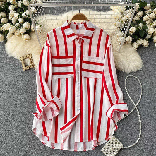 Ibiza Striped Holiday Shirts In Red