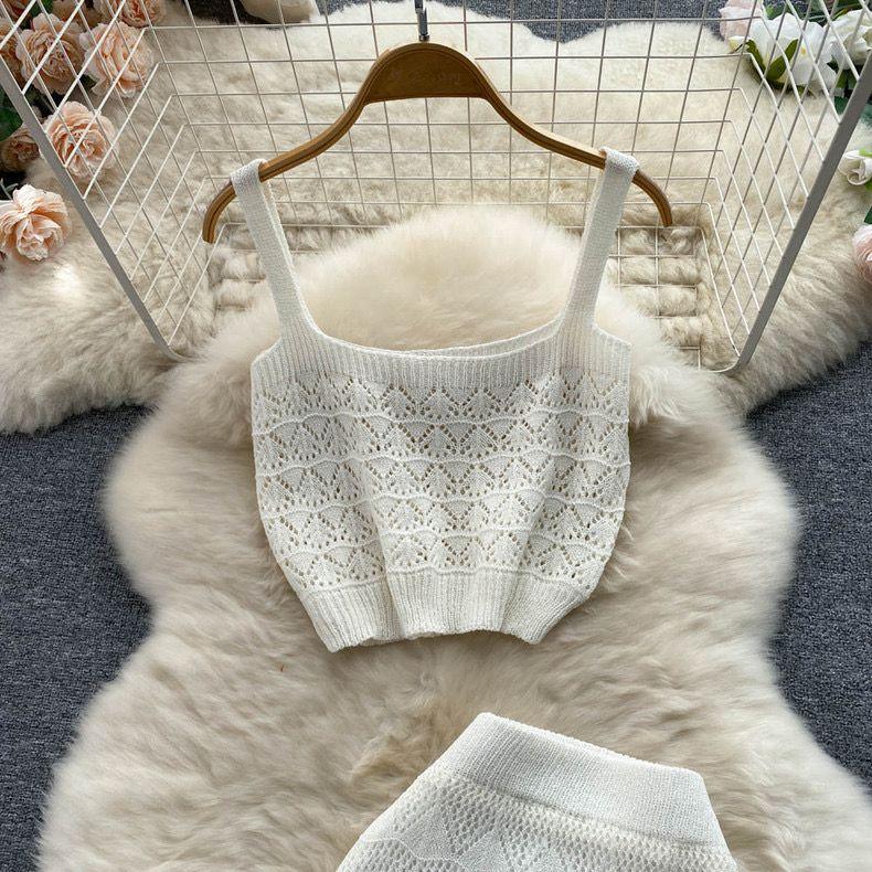 Esme Crochet Coord Set In Brown