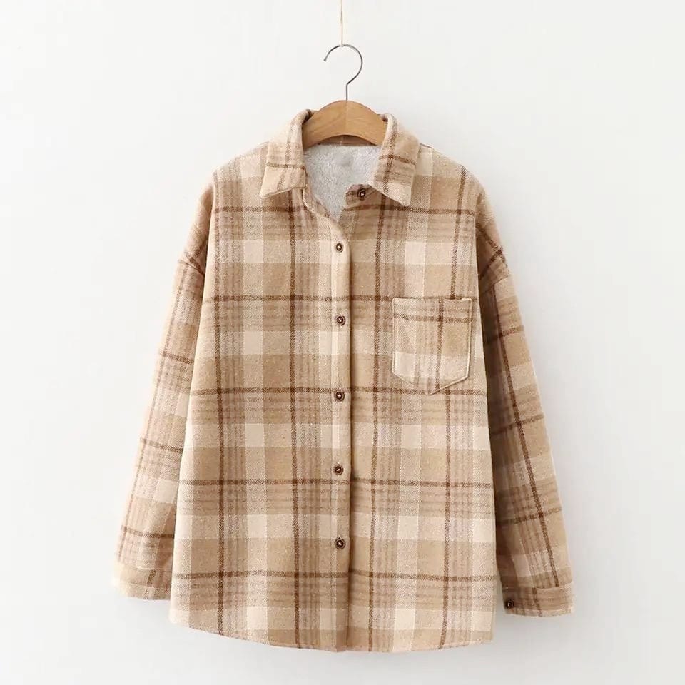 Dorian Statement Plaid Shirt In Beige