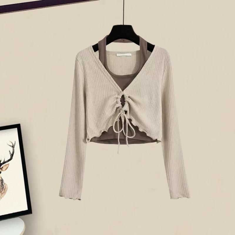 Ritsy Summer Coord Set of Top and Skirt In Brown