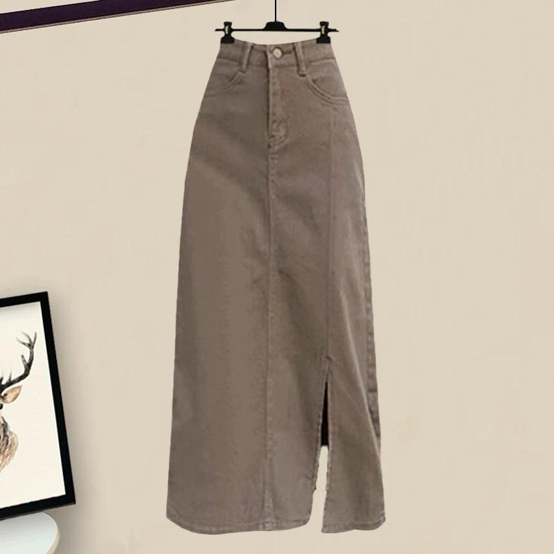 Ritsy Summer Coord Set of Top and Skirt In Brown