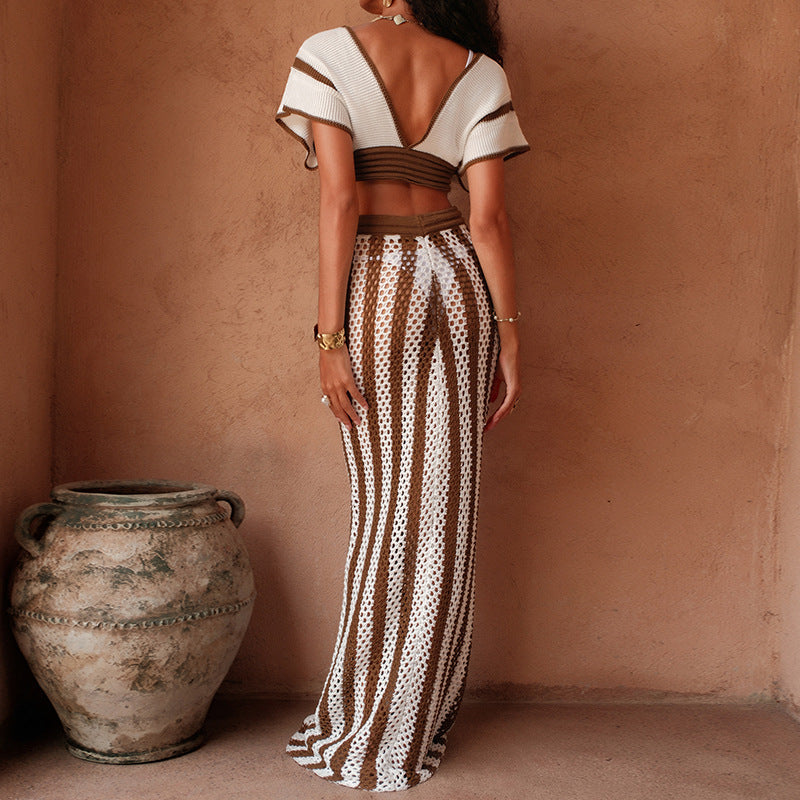 Sikoy Crochet Holiday Coord - Resortwear In Brown