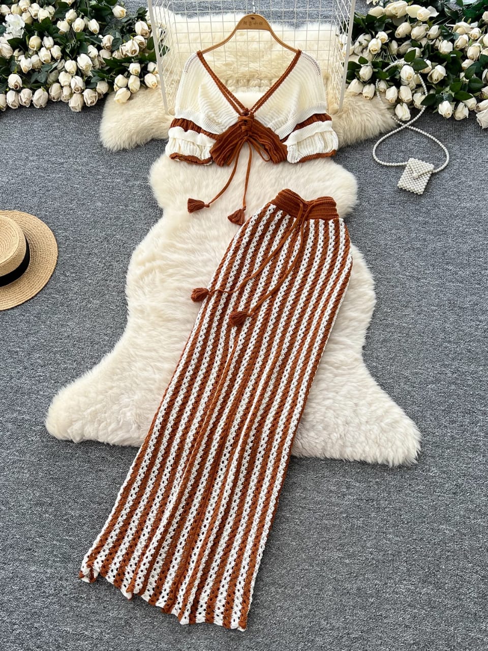 Sikoy Crochet Holiday Coord - Resortwear In Brown