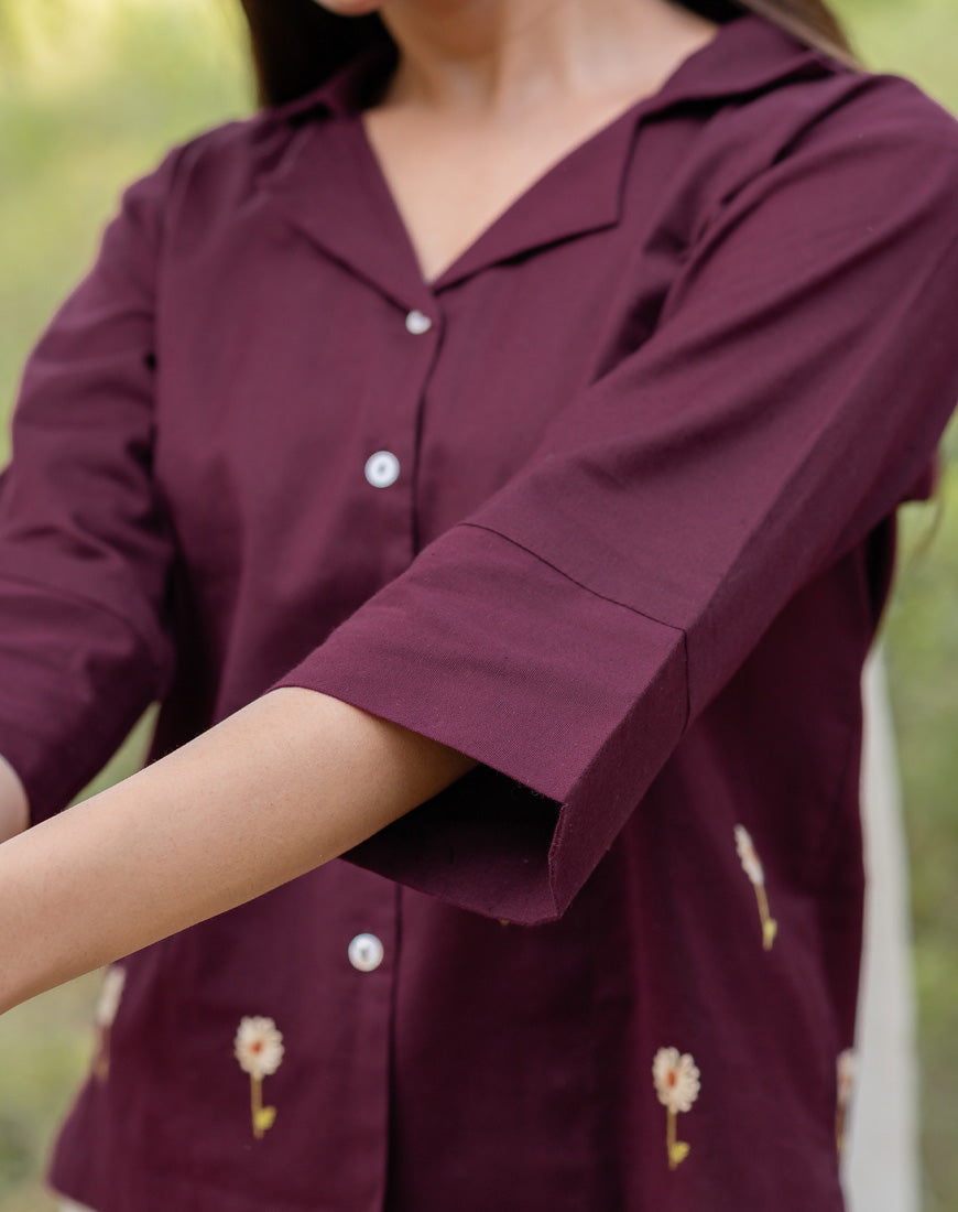 Wine Sunflower Shirt