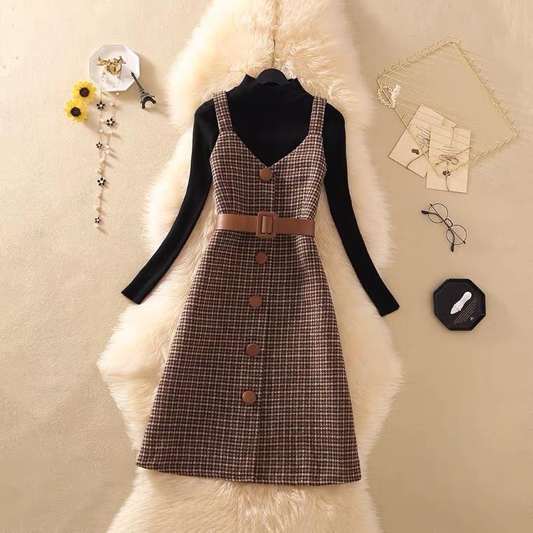 Lauder Dress and Top Set In Black and Brown