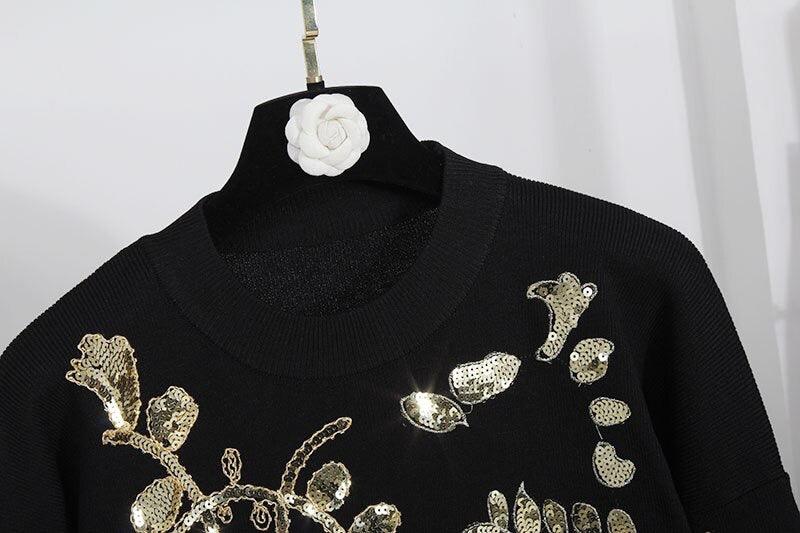 Sibel Luxury Embroidered Tracksuit In Black