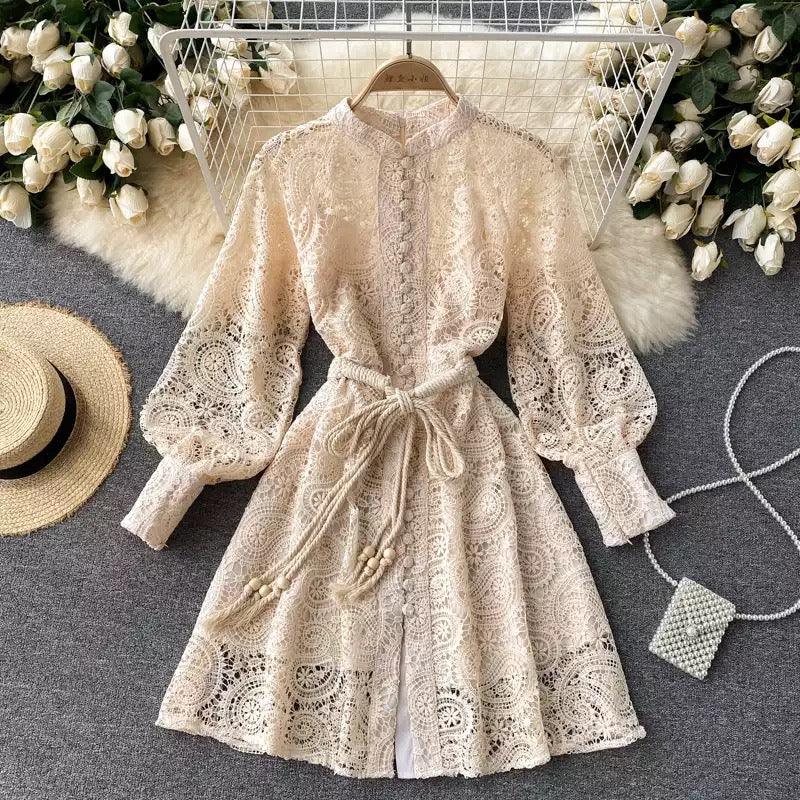 Mexicano Luxury Lace Dress In Beige