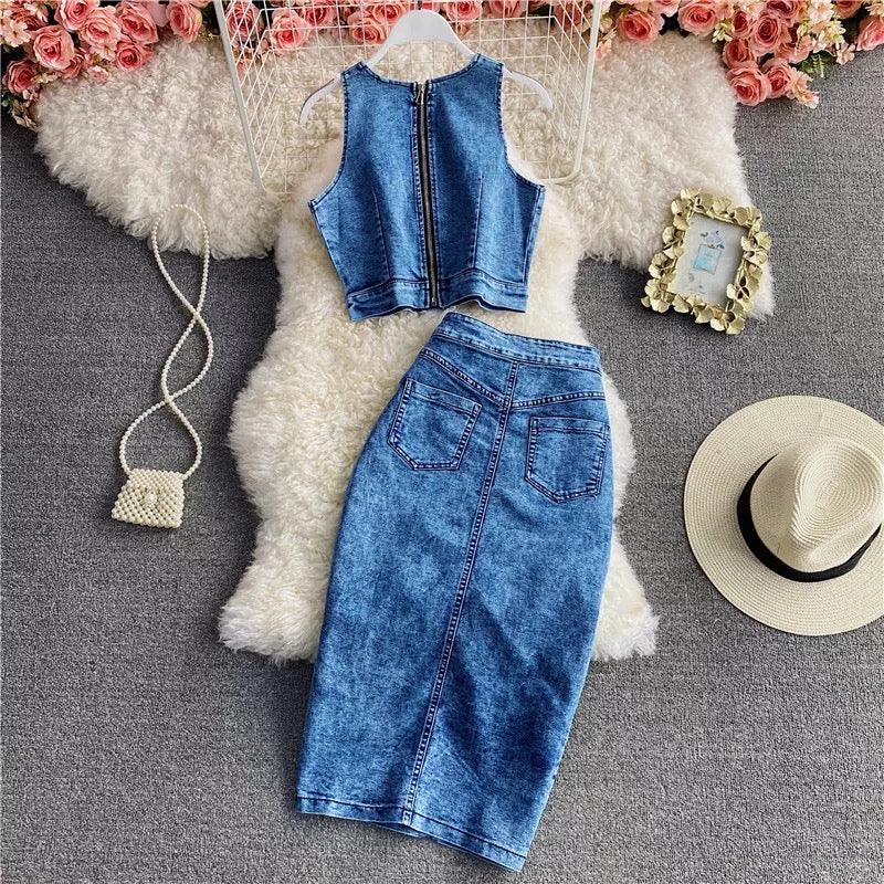 Frosted Denim Coord In Blue