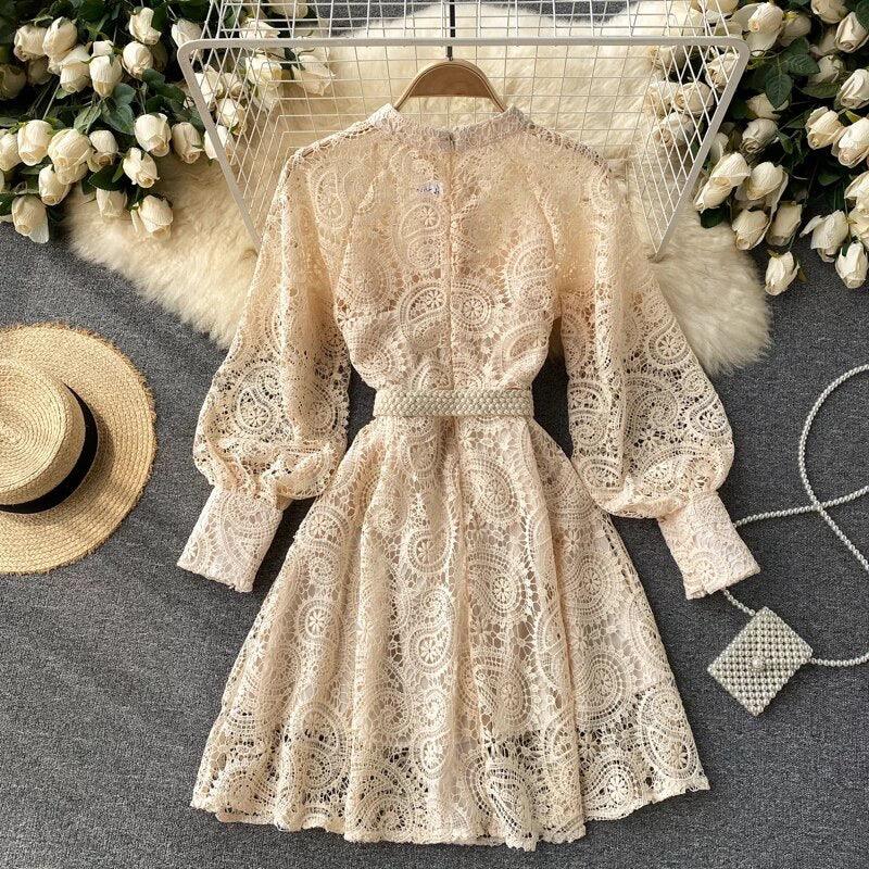 Mexicano Luxury Lace Dress In Beige
