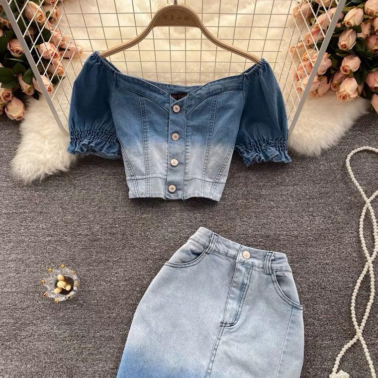Laurel Denim Coord Set In Light Blue