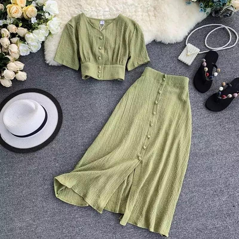 Roger Buttoned Coord Sets In Black