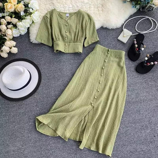 Roger Buttoned Coord Sets In Black