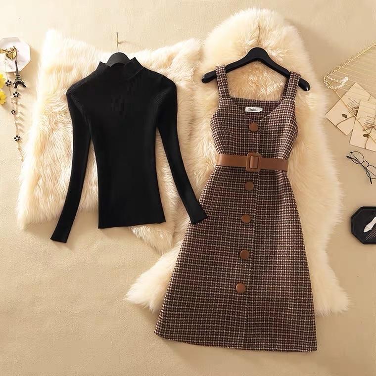 Lauder Dress and Top Set In Black and Brown