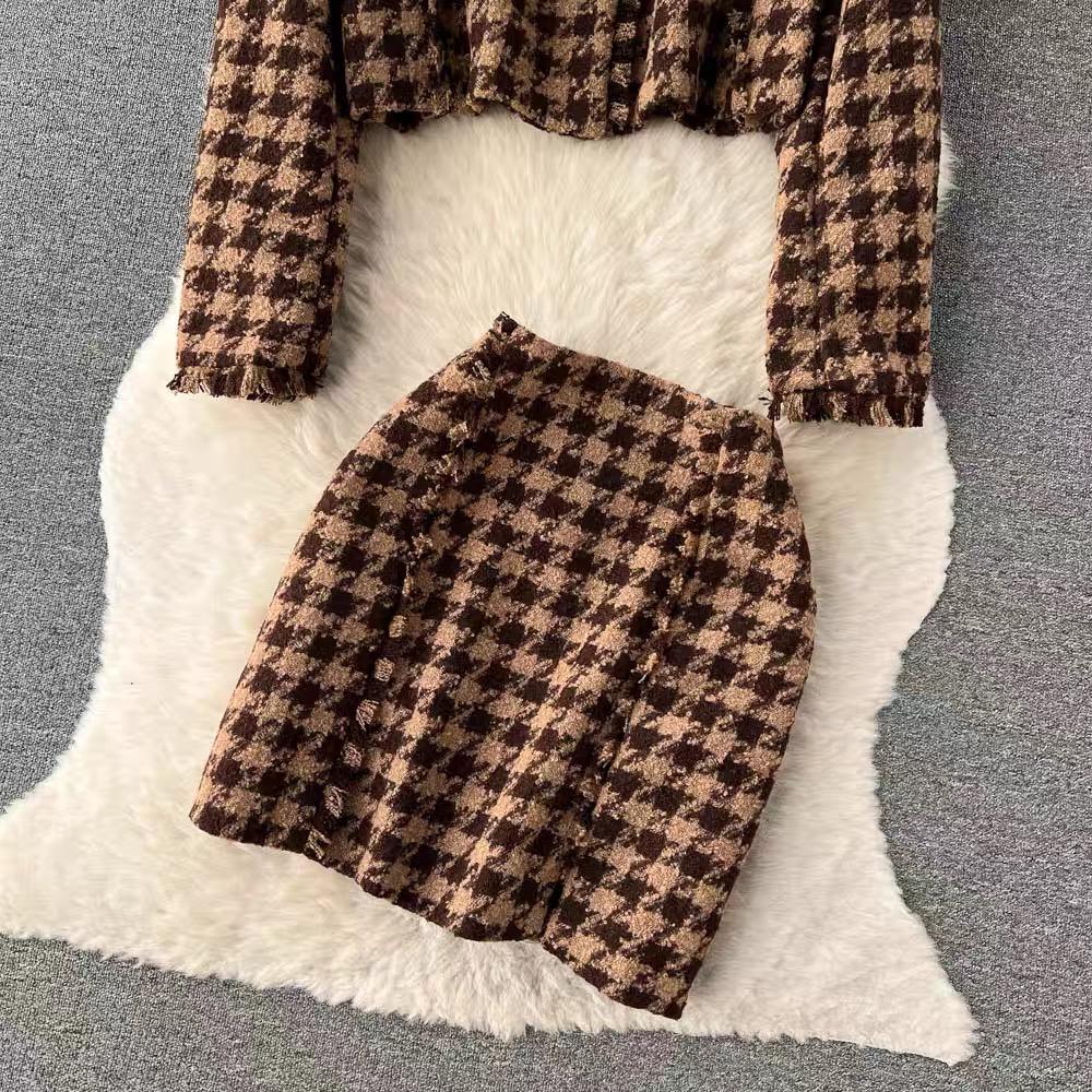 Zoey Woolen Coord Set In Brown