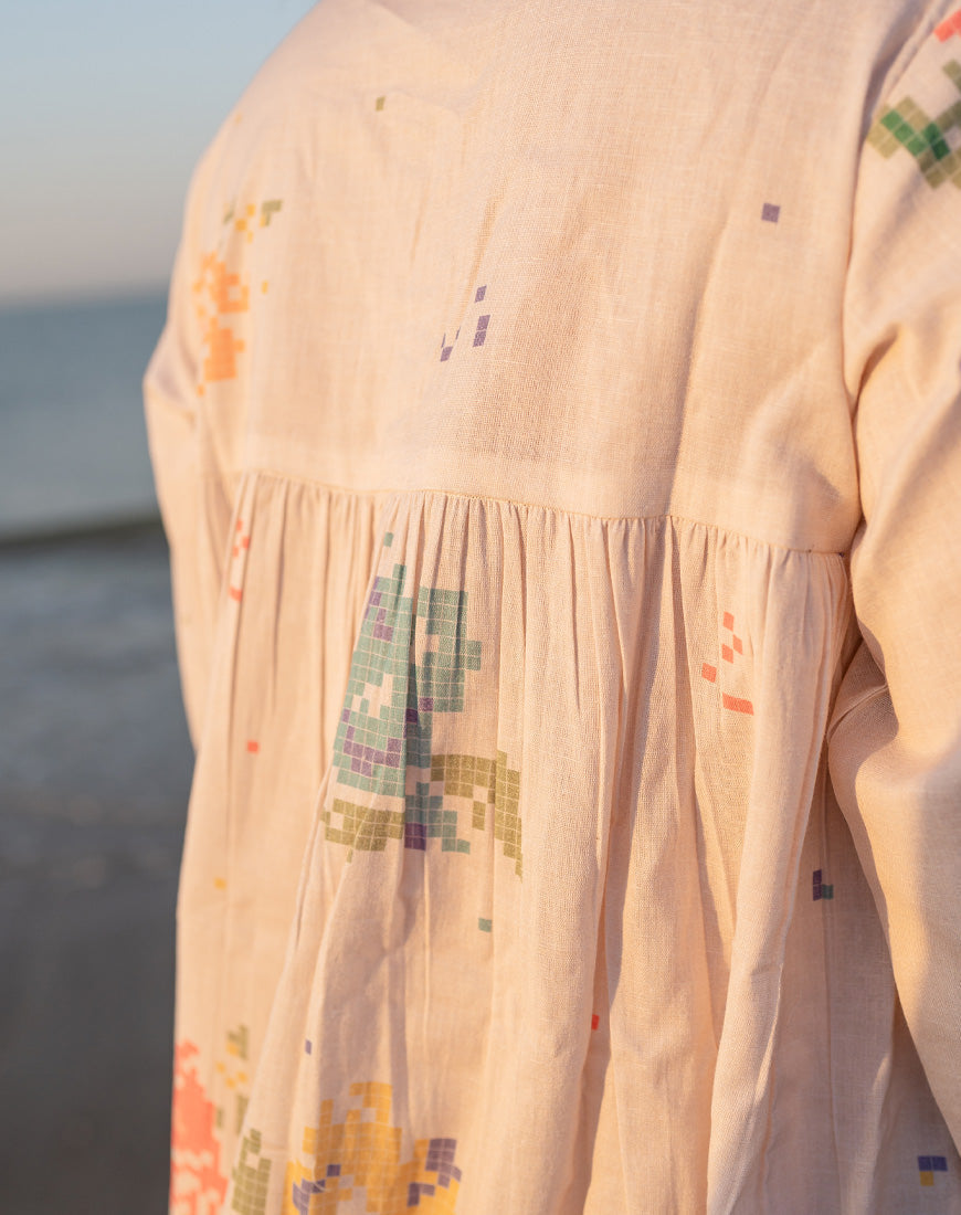 Pixel Petal Cream Dress