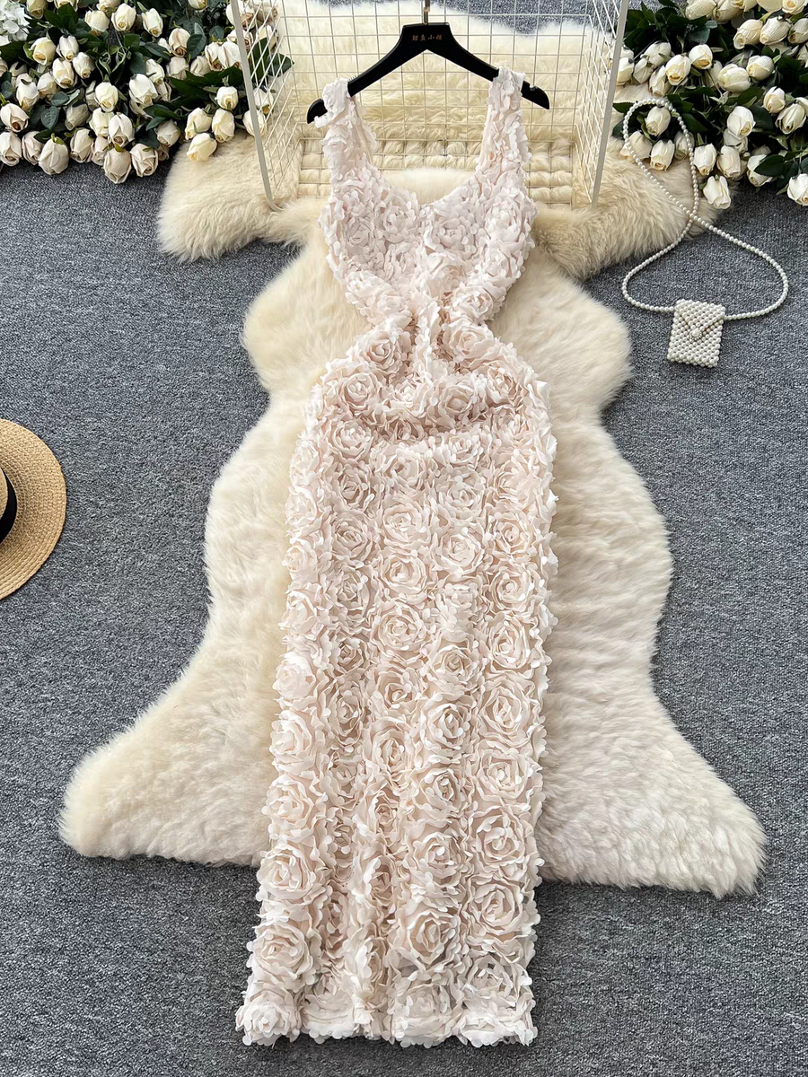 Cosmos Luxe 3D Floral Maxi Dress